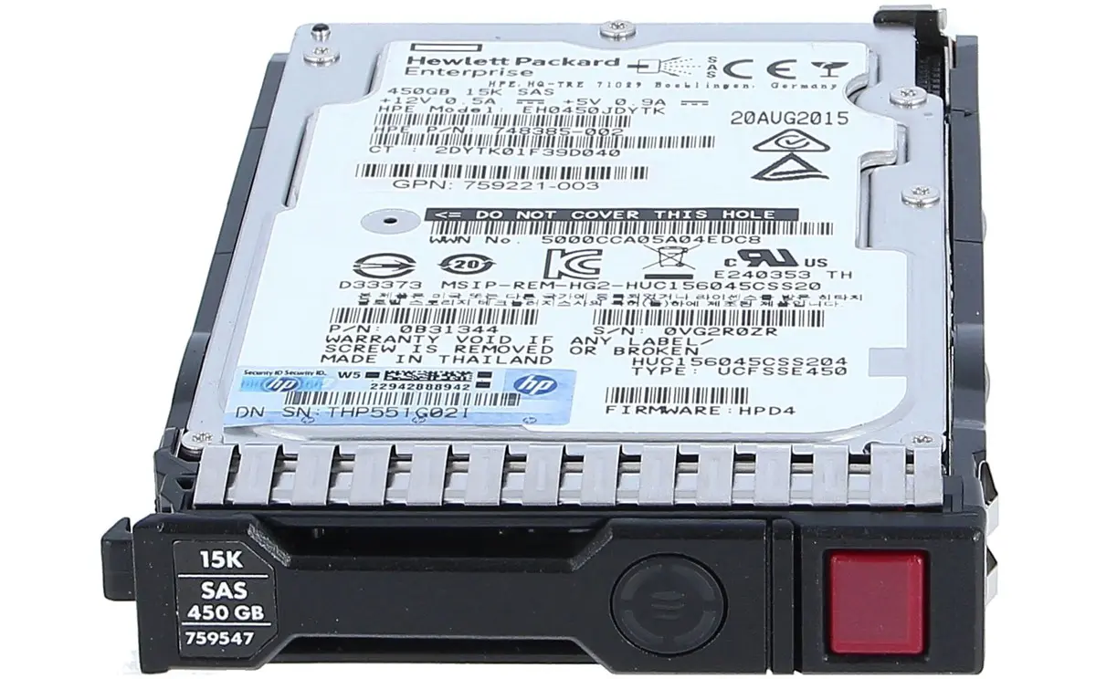 Disco HPE 450GB 15k 12GB/s SAS 2.5" - HP 759547-001